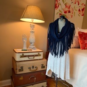 Fringe Infinity Scarf in Navy